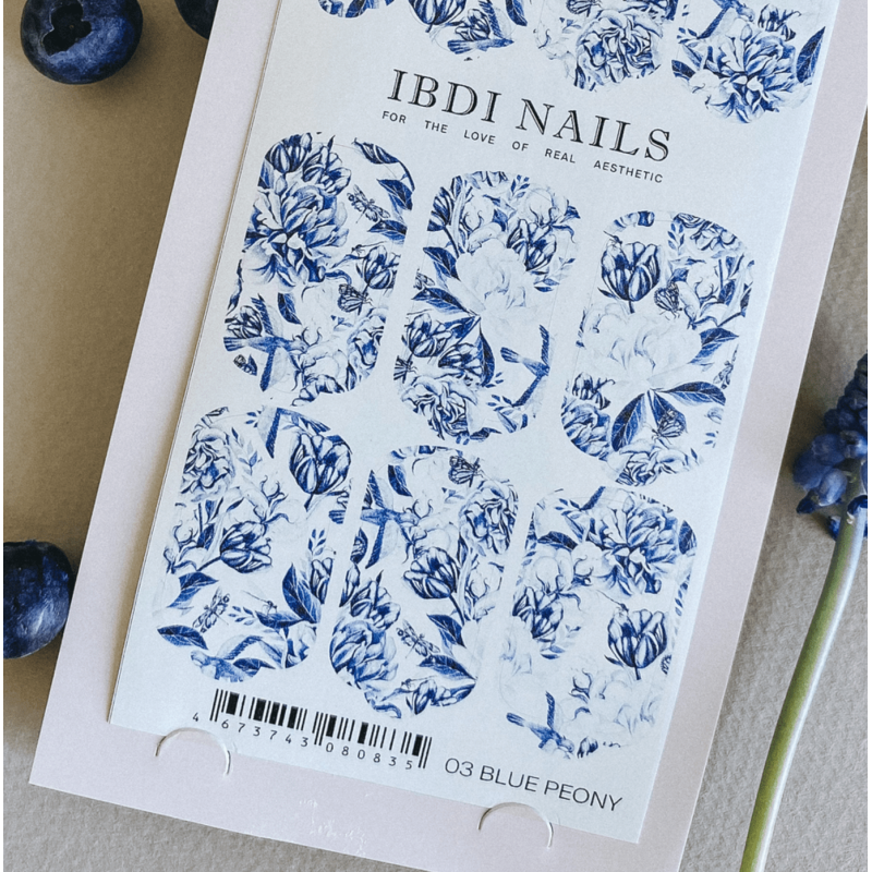 Ibdi Nail Wraps 03 Blue Peony